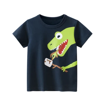 Gömlek Çocuk Erkek Giyim Yaz Kısa Kollu Üstleri Hayvan Desen Rahat Nefes Tees Toddlers İçin