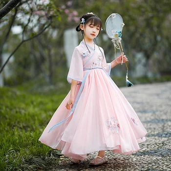 Kız Elbise Hanfu Antik Batı Kostüm Çin Tarzı Elbiseler Yaz Antik Stil Peri Kız Prenses Elbise Ücretsiz Kargo