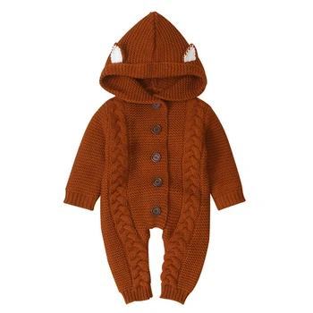 Yenidoğan bebek giysileri erkek örgü Sıcak Romper İle hood Yürüyor Boys Kız Romper Bebek Çocuk Sevimli Giyim Çocuk Romper