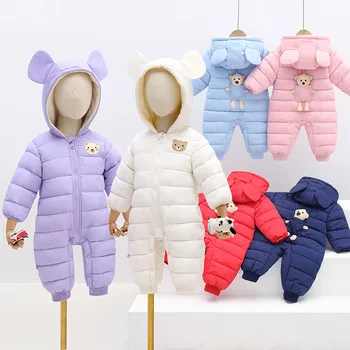 Sonbahar Ve Kış Bebek Tek parça Kapüşonlu Pamuklu Ceket Ceket Erkek Ve Kız Bebek Romper Moda Karikatür Yenidoğan Sarılma Giysileri