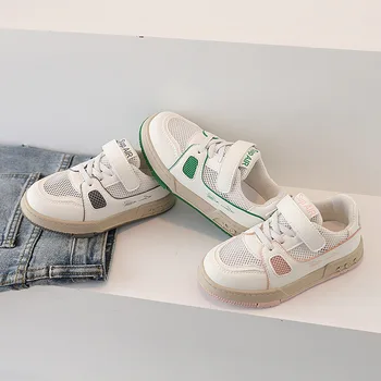 Yaz Çocuk Bebek Erkek Kız çocuk Sneakers Nefes Yumuşak Kaymaz Koşu spor ayakkabı Kapalı beyaz ayakkabı bebek ayakkabısı