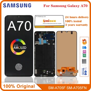 Orijinal Süper AMOLED Samsung Galaxy A70 lcd ekran dokunmatik ekran Digitizer Parçaları Samsung A70 A705 SM-A705F A705FN