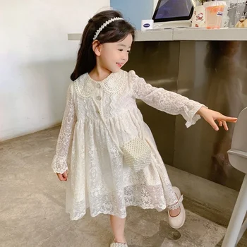 Kız Elbise Çocuk Etek İlkbahar Yaz Pamuk 2022 Beyaz Çiçek Kız Elbise Parti gece elbisesi Okul Çocukları Hediye Çocuk Giyim G