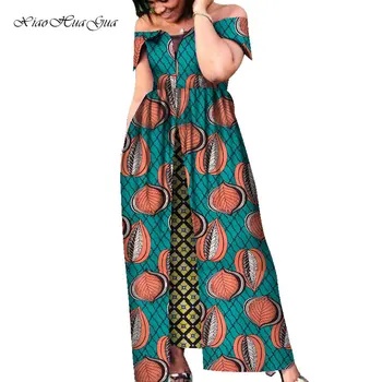 Kadınlar için afrika Elbiseler Afrika Baskı Elbise Moda Kapalı Omuz Uzun Dashiki Elbise Özel Özel Afrika Giysi WY6143