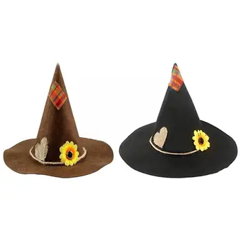 1 Adet Cadılar Bayramı Korkuluk Şapka Haki Koyu Kahverengi Kostüm Şapka Cadılar Bayramı Korkuluk Şapka Keçe parti şapkaları Cadı V9N9