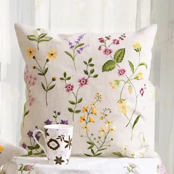 Bahçe çiçek nakış yastık örtüsü kare çekirdeksiz Avrupa basit moda yastık başucu kanepe yastığı kapak