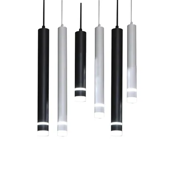 Modern akrilik uzun tüp LED kolye lamba mutfak ada yemek odası dükkanı Bar asılı ışık silindir boru mutfak kolye ışık