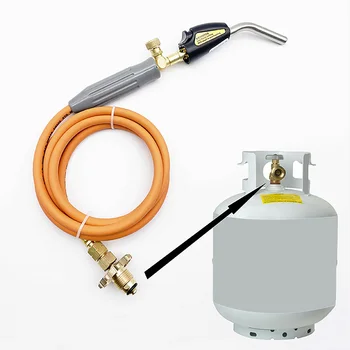 Gaz kaynak hamlacı El Sıvılaştırılmış Gaz Yüksek Sıcaklık Propan gaz kaynak tabancası Kaynak Onarım Meşale İle 2 m / 6.6 ft Sarı Hortum