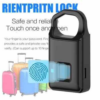 Akıllı Parmak İzi Biyometrik Kapı Kilidi Elektronik Anahtarsız Güvenlik Güvenli Asma Kilit USB Şarj Edilebilir Parmak İzi Sensörü Bagaj