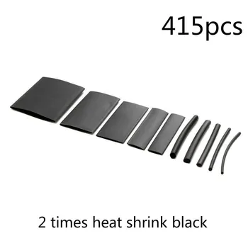 415 Adet Siyah hava koşullarına dayanıklı ısı Shrink Sleeve boru tüp çeşitler kiti elektrik bağlantısı elektrik teli sarma Kablosu