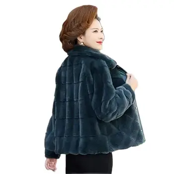 Anne Sonbahar Kış High-End Moda Ceket Orta Yaşlı Bayanlar Kore Mizaç Kalın Taklit Vizon Kürk Sıcak Tutmak Kadın Ceket