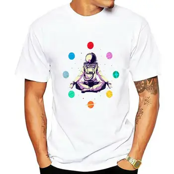 Tops T Gömlek Erkekler retro yoga astronot meditasyon uzay Tasarım Siyah Pamuk Erkek Tshirt