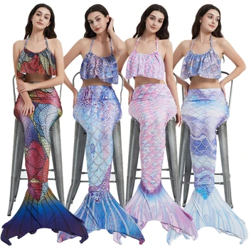 Yetişkin Denizkızı Kuyruğu Kadın Yaz Yüzme Sama Suit Mermaid Kostüm Mayo Parti Elbise