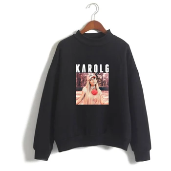 Baskı Yeni Stil Karol G Balıkçı Yaka Moda Tişörtü Kadın / Kız Karol G Tişörtü Felmal Kpop Streetwear Kız Elbise