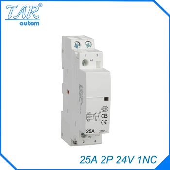Dın raylı ev AC kontaktör 25A 2 P 1NC 24 V Ev iletişim modülü Dın Raylı Modüler kontaktör