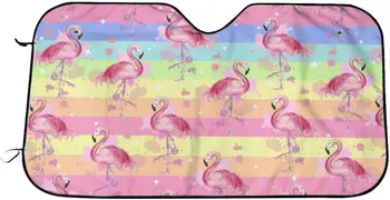 Flamingolar Gökkuşağı araç ön camı Güneş Gölge Yansıtıcı UV Işınları Koruyucu Tutmak Araç Serin Vizör Kapağı Katlanabilir Geri Çekilebilir