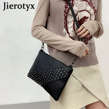 JIEROTYX Çanta Kadınlar için 2022 Tasarımcı Lüks Moda Küçük Çanta Çanta Kafatası Kabartmalı omuzdan askili çanta Zarf el çantası Siyah