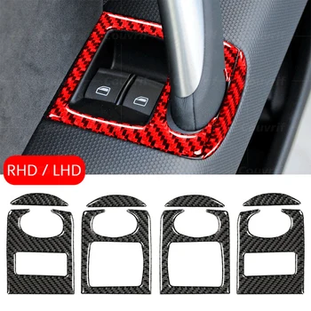 Karbon Fiber araba kılıfı Pencere Kaldırma Anahtarı Düğmesi panel dekorasyon Sticker Çıkartması Kapak İçin Audi TT 8J Mk2 2008-2014 Aksesuarları