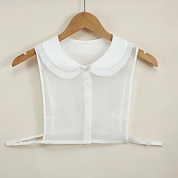 Moda Beyaz Düğme Sahte Yaka Kadın Gömlek Bluz Ayrılabilir Gömlek Yanlış Yaka Bluz Üst Kazak Elbise Gömlek Dekor