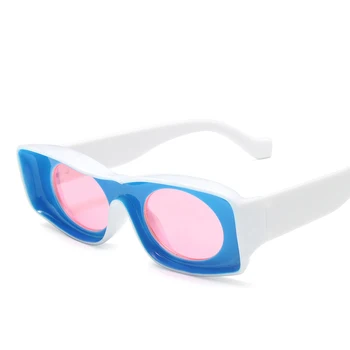 Yeni moda kişilik içbükey çerçeve güneş gözlüğü kadın abartılı hip-hop punk güneş gözlüğü eğilim sokak çekim gözlük erkekler
