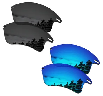 Oakley için 2 Çift Polarize güneş Gözlüğü Yedek Lensler Hızlı SmartVLT Ceket XL Gizli Siyah ve Buz Mavi