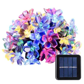 50 LEDS şeftali çiçeği çiçek Güneş lambası 6 M güç LED dize peri ışıklar güneş Garlands bahçe yılbaşı dekoru ıçin açık hediye