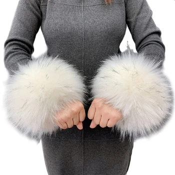 Bayan Faux Kürk Bilek Manşetleri Kış Sıcak Kürklü Bantları Kol İsıtıcı Ayak Bileği İsıtıcı Soğuk Hava için Kostüm Aksesuarları