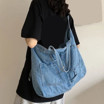 Denim omuz çantaları Kadınlar İçin günlük kot Çanta Tasarımcısı Kadın Lüks Çanta Denim alışveriş çantası Mavi Bolsa