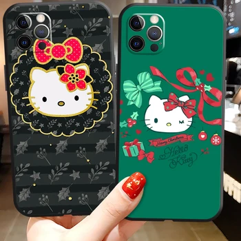 Noel Hello Kitty Telefon Kılıfları iPhone 11 12 Pro MAX 6S 7 8 Artı XS MAX 12 13 Mini X XR SE 2020 Funda Arka Kapak Coque