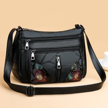 Lüks Yumuşak Deri Kadın Haberci omuz çantası ve Çantalar Çiçekler Çok cep Crossbody Anne Çantası Bayanlar Kesesi 2022 Yeni