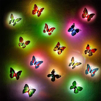 10 adet / grup Renkli Değişen Kelebek LED Gece Lambası 3D Kelebek duvar çıkartmaları Lambası Ev Odası için Parti Masası Duvar Dekor