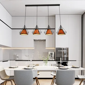 Iskandinav LED avize kumaş abajur avize yemek odası kahve dükkanı oturma odası dekorasyon ışık mutfak armatürleri