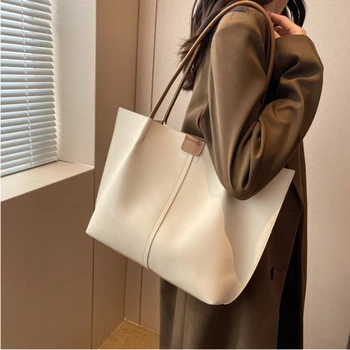 Kore Pu deri omuz çantası Kadınlar için 2023 Moda Lüks kadın büyük el çantası alışveriş çantası Trend Marka Tasarımcısı Büyük Kadın Çanta