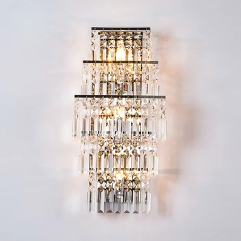 Kristal duvar ışık led koridor ışık kristal duvar lambası krom Modern duvar aplikleri aydınlatma başucu lambası lüks kristal aydınlatma