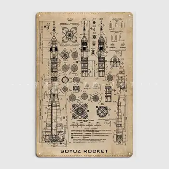 Soyuz Roket Metal Burcu Kulübü Parti Kulübü Bar Vintage Boyama Dekor Tabela Posteri