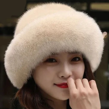 Kadın Kış Sıcak Kap Moda Prenses Şapka Sıcak Kürk Şapka Kalınlaşmış Bere Faux Kürk Şapka Kürklü Polar Kalınlaşma Kapaklar