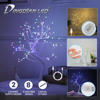 DIY LED dize ışıkları ağacı akülü / USB şarj sıcak beyaz / RGB renkli peri ışık dize lambası rahat şekillendirici 8 modları