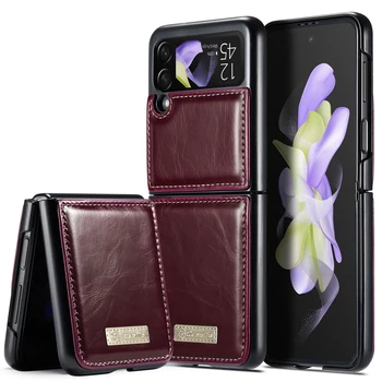 Anti-Şok Deri Telefonu Çanta Katlanır samsung kılıfı Galaxy Z Flip 4 Flip4 5G Flip3 Flip 3 Koruyucu Kapak için Samsung Flip4