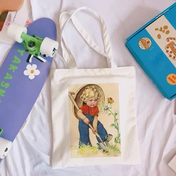 Yeni Retro Estetik Çiçekli çocuğun Omuz keten çantalar Büyük kapasiteli Eğlenceli Çanta Harajuku Koleji Rüzgar Kadın Çantası Sevimli Cüzdan