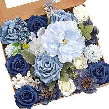 Yapay çiçekler Sahte Tozlu Mavi şakayık çiçekleri Combo DIY Düğün Gelin Buketleri Centerpieces Ev Dekorasyonu
