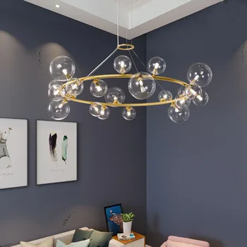 Iskandinav modern cam küre fasulye LED kolye ışık lambaları metal Avize oturma odası aydınlatma armatürleri yatak odası hanginglamp mutfak