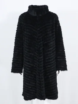 hakiki Lüks marka 2023 Gerçek Ceket Kış Ceket Kadınlar Doğal Vizon Tavşan Kürk Şerit Dikişli Geçiş Yeni Moda Gevşek Giyim