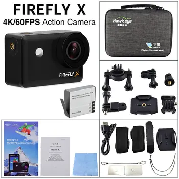 Firefly X WiFi FPV 4K Eylem Kamera 170 Derece Geniş Açı Spor Kamera IP66 Su Geçirmez Anti-sallayarak Dokunmatik Ekran Kamera