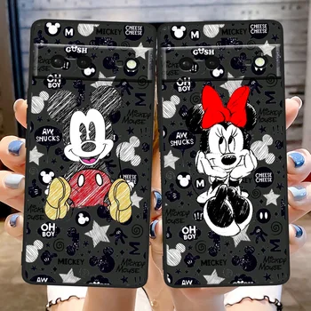 Mickey Mouse Lüks Darbeye Dayanıklı Kapak Google Pixel 7 için 6a 6 5a 5 4 4A XL 5G Siyah telefon kılıfı Yumuşak Fundas Coque