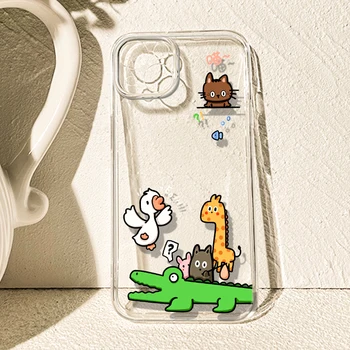 Sevimli Timsah Zürafa Kılıfı iPhone 14 11 13 12 Mini Şeffaf Darbeye Dayanıklı Yumuşak Silikon Kapak iPhone 11Pro Max Fundas