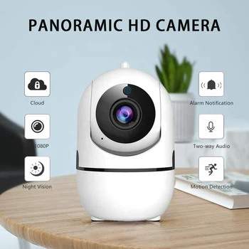Ev Kablosuz CCTV HD 1080 P Bebek Monitörü Kamera WİFİ Gece Görüş Oto Alarm Itme 360 Derece Panoramik Kam Wiith Ücretsiz APP