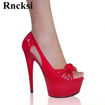 Rncksı Sıcak Kırmızı Yeni Kutup Dans Kadın Seksi Moda Gece Kulübü Parti Sandalet 15 cm Yüksek Topuklu Stiletto Ve Platform Dans Ayakkabıları