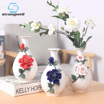 Strongwell Ev Dekorasyon Mobilyası Yaratıcı Çiçek Vazo Seramik Kuru Çiçek Düzenleme Hidroponik Dekorasyon Vazo Süsleme