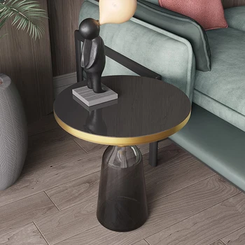 Iskandinav cam yan sehpalar oturma odası mobilya için Modern Minimalist yuvarlak masa tasarımcı ışık ev mobilyaları HY50CT