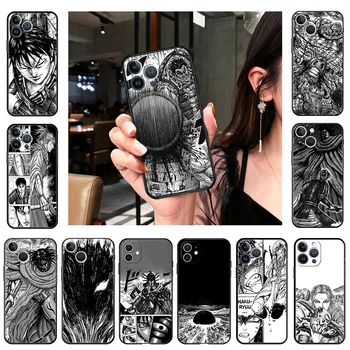 Ultra İnce krallık Manga Silikon Telefon Kılıfı için iphone 14 13 11 12 Pro XS Max Mini XR SE 8 7 6s 14 Artı X Siyah Yumuşak Mate Kapak